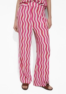 Mango Women's Wide Leg Printed Pants - Fuchsia