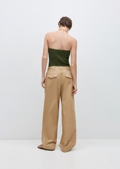 Mango Women's Wide Leg Pleated Pants - Beige