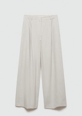 Mango Women's Wide Leg Striped Pants - Sky Blue