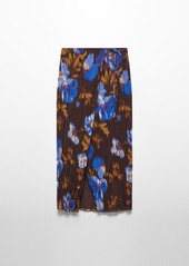 Mango Women's Wrap Print Skirt - Brown
