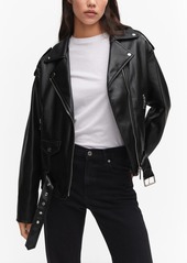 Mango Women's Zipped Biker Jacket - Black