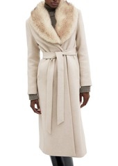 MANGO Wool Blend Coat with Removable Faux Fur Collar