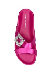 Manolo Blahnik 10mm Chilanghi Satin Flat Sandals