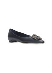 Manolo Blahnik 10mm Hangisi Leather Flats