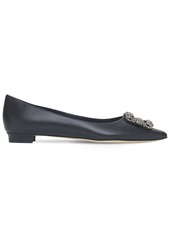 Manolo Blahnik 10mm Hangisi Leather Flats