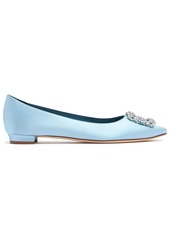 Manolo Blahnik 10mm Hangisi Satin Flats