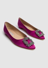 Manolo Blahnik 10mm Hangisi Silk Satin Flats