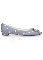 Manolo Blahnik 10mm Hangisiflat Canvas Ballerina Flats