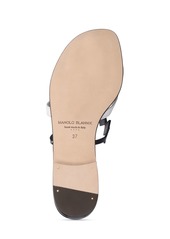 Manolo Blahnik 10mm Sulafa Leather Flat Sandals