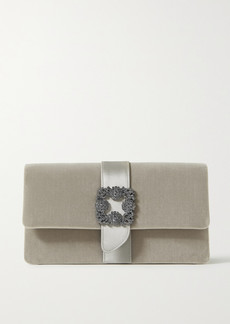 Manolo Blahnik Capri Crystal-embellished Satin-trimmed Velvet Clutch