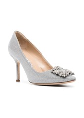 Manolo Blahnik crystal-embellished 90mm leather pumps