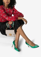 Manolo Blahnik green hangisi 90 satin pumps