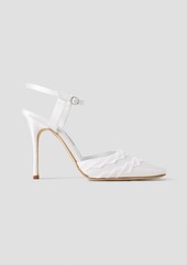 Manolo Blahnik - Ayma 105 grosgrain-trimmed satin pumps - White - EU 36.5