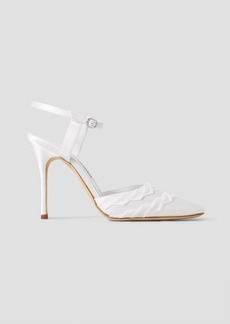 Manolo Blahnik - Ayma 105 grosgrain-trimmed satin pumps - White - EU 36.5