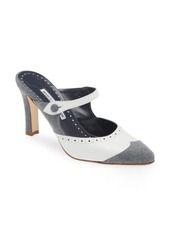 Manolo Blahnik Agathanu Spectator Mary Jane Mule