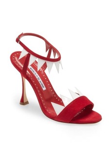 Manolo Blahnik Artaserse Ankle Strap Sandal in Red/white at Nordstrom