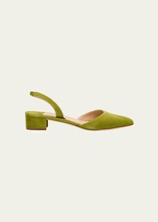 Manolo Blahnik Aspro Suede Slingback Ballerina Pumps