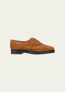 Manolo Blahnik Bation Perforated Suede Derby Loafers