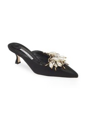 Manolo Blahnik Beaded Kitten Heel Pointed Toe Mule