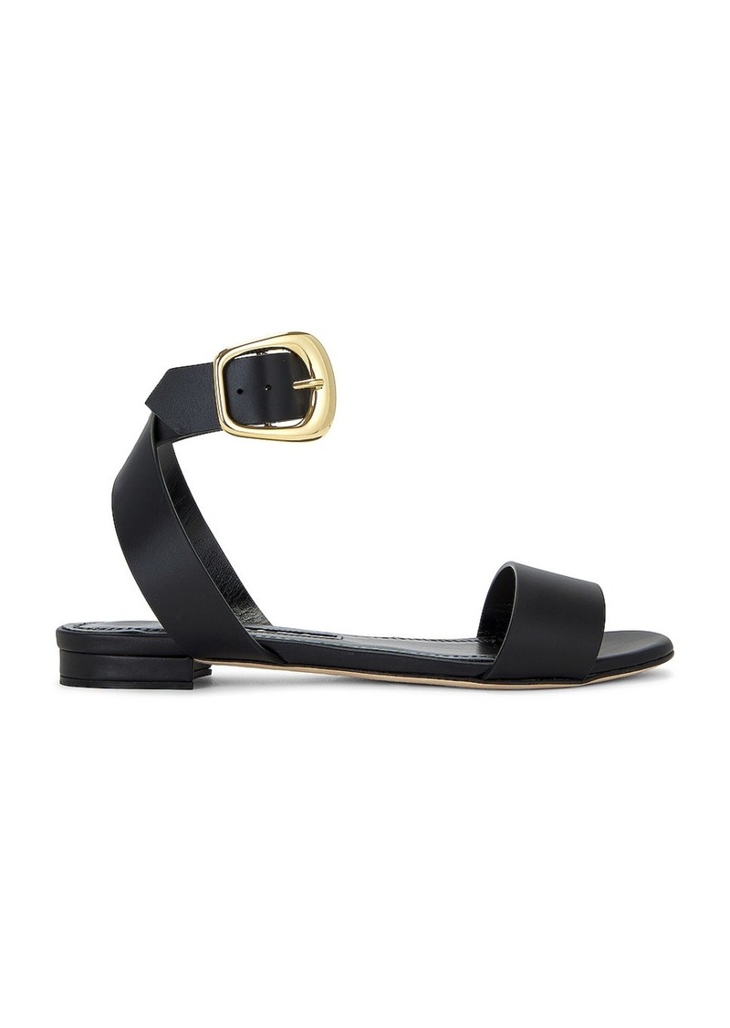 Manolo Blahnik Brutas Flat Leather Sandal