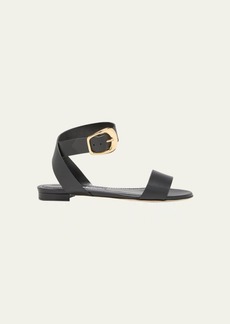 Manolo Blahnik Brutas Leather Ankle-Strap Sandals
