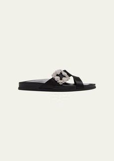 Manolo Blahnik Chilanghi Crystal Buckle Slide Sandals