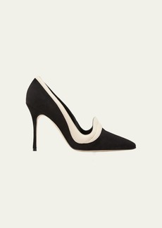 Manolo Blahnik Fabio Mixed Leather Stiletto Pumps