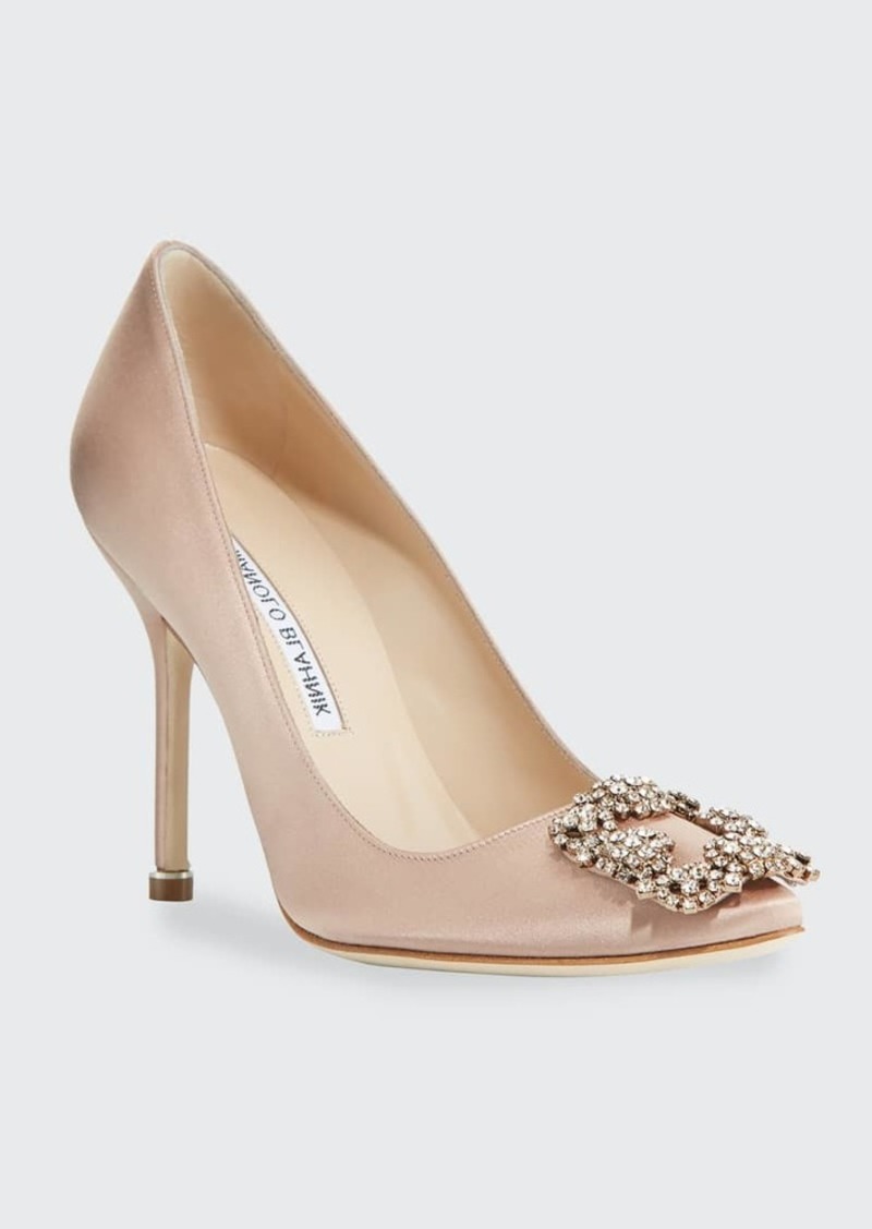 Manolo Blahnik Hangisi 105mm Satin High-Heel Pumps