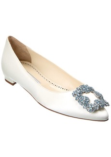 Manolo Blahnik Hangisi Bridal Satin Flat