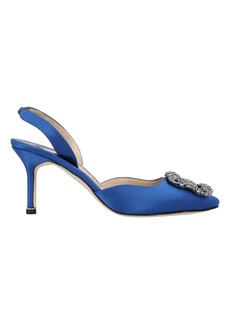 Manolo Blahnik Hangisli Slingback Pumps 85mm Blue