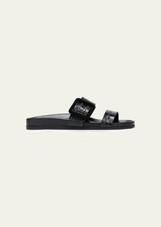 Manolo Blahnik Mayfu Fussbett Croco Slide Sandals