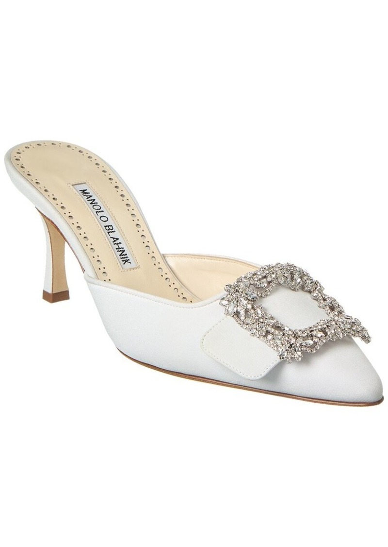 Manolo Blahnik Maysale Jewel 70 Crepe De Chine Mule