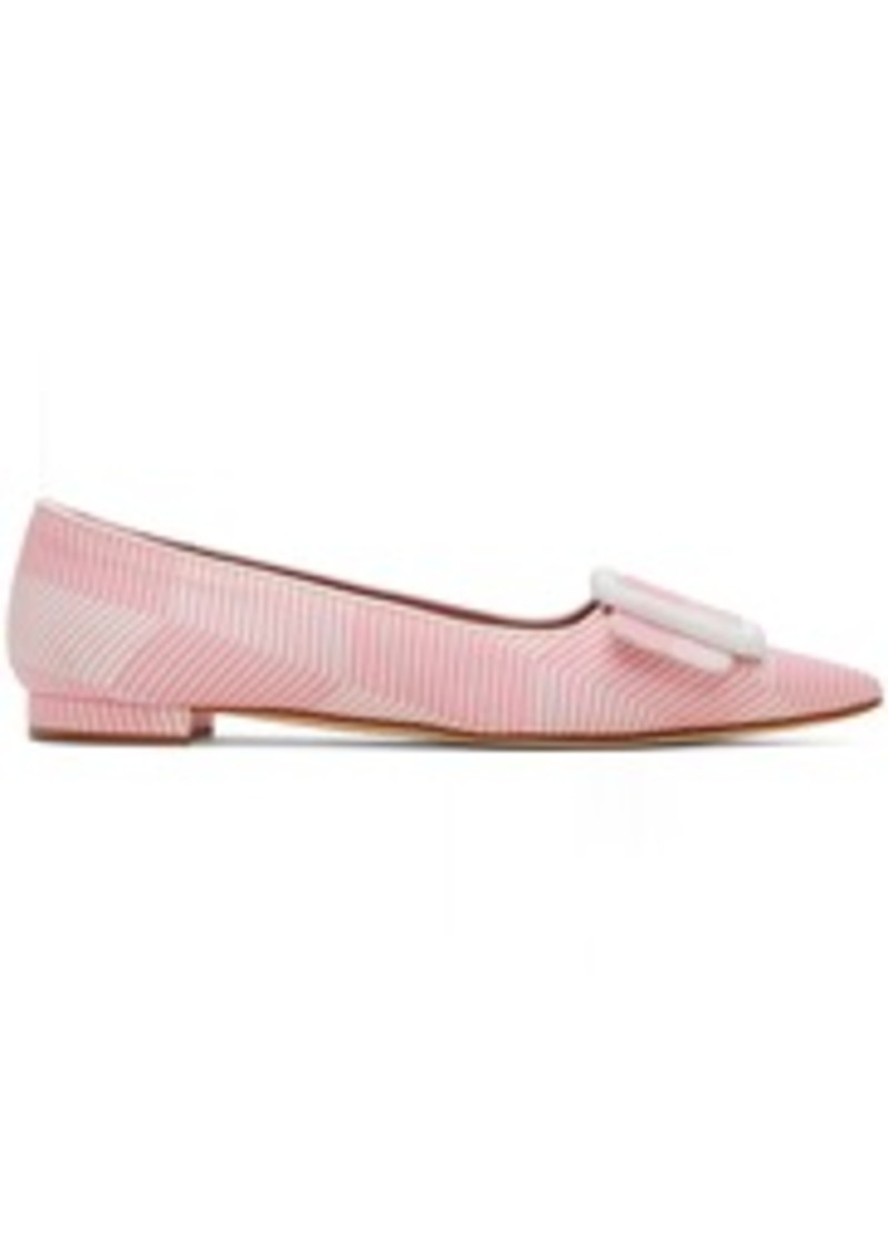 Manolo Blahnik Pink & White Maysale Ballerina Flats