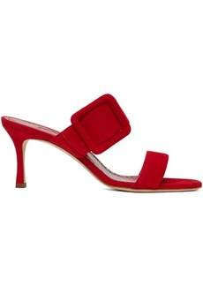Manolo Blahnik Red Gable Heeled Sandals