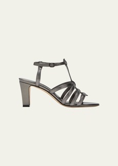 Manolo Blahnik Riranhi Metallic Caged Ankle-Strap Sandals