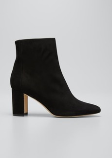 Manolo Blahnik Rosie Suede Zip Ankle Booties