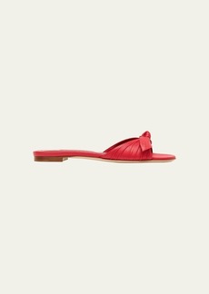 Manolo Blahnik Ruched Leather Bow Slide Sandals