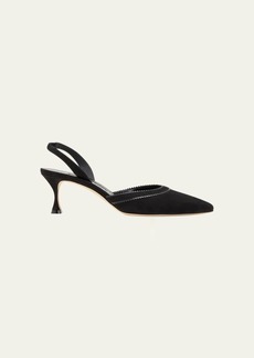 Manolo Blahnik Suede Halter Slingback Pumps