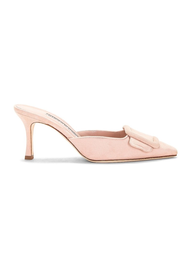 Manolo Blahnik Suede Maysale 70 Mule