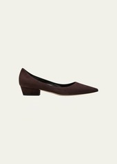 Manolo Blahnik Suede Point-Toe Ballerina Flats