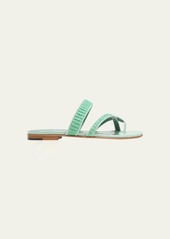 Manolo Blahnik Susara Woven Flat Slide Sandals