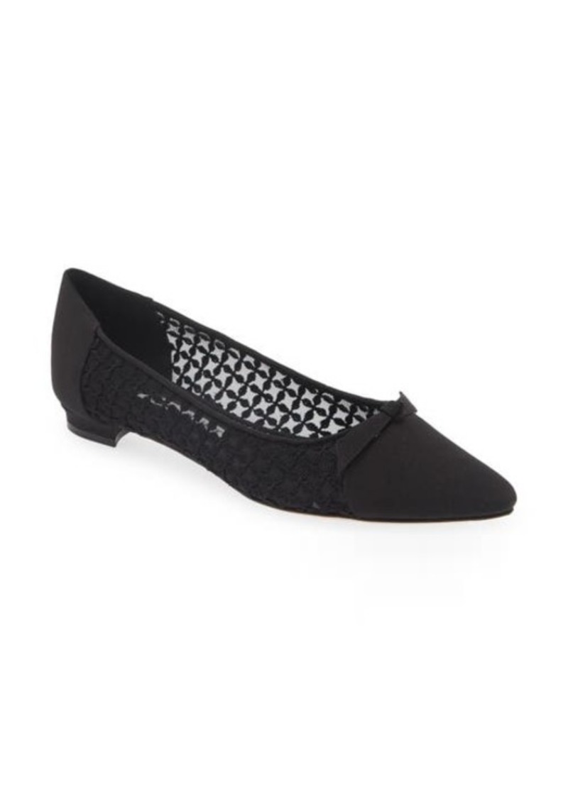 Manolo Blahnik Tiakala Lace Mesh Pointy Toe Flat