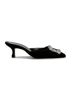 Manolo Blahnik Velvet Maysale Jewel 50 Mule