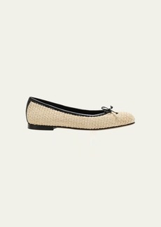 Manolo Blahnik Veralli Woven Bow Ballerina Flats