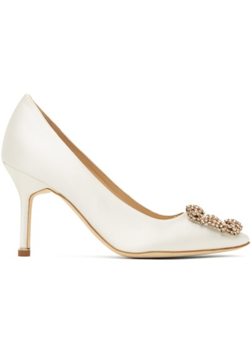 Manolo Blahnik White Hangisi Heels