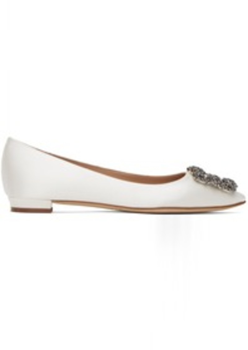 Manolo Blahnik White Hangisiflat Ballerina Flats