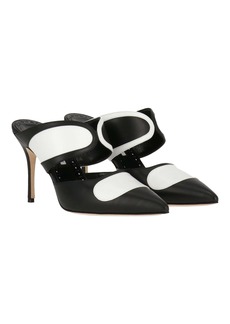 Manolo Blahnik Womens Black/White Mule