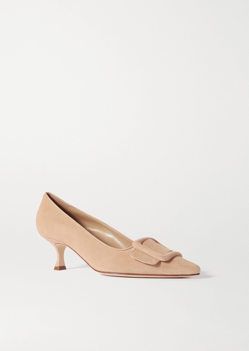 Manolo Blahnik Maysale 50 Buckled Suede Pumps | Shoes