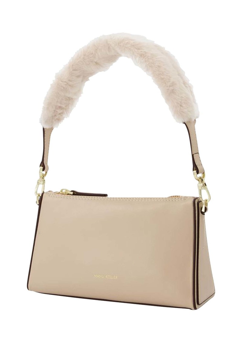 MANU Atelier Mini Prism Bag in Ivory Leather/Faux Fur