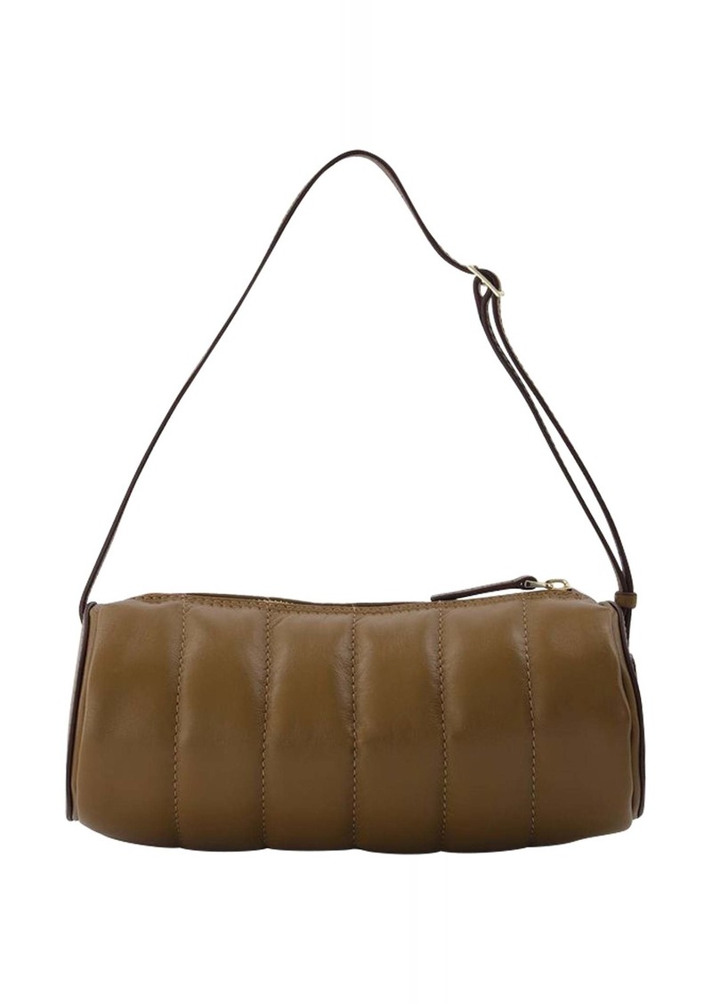 MANU Atelier Padded Cylinder Bag in Brown Leather